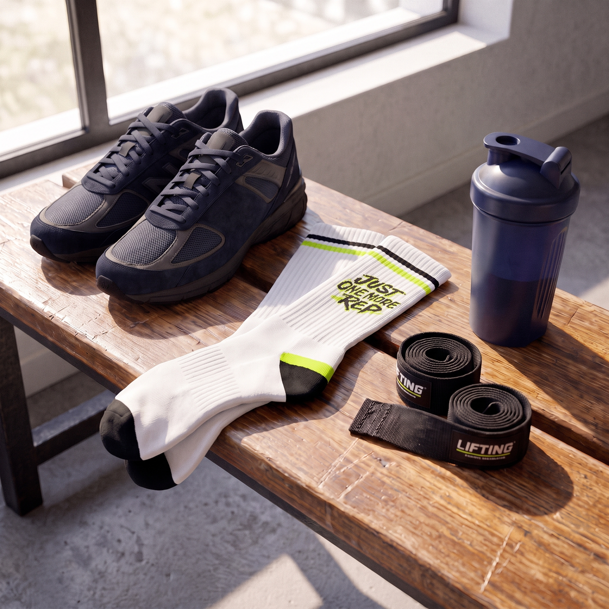 Just One More Rep sportsokken met fitnessmateriaal